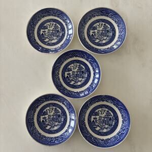 5 Homer Laughlin Blue Willow Saucers 6"